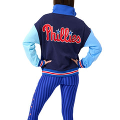 Philadelphia Phillies Terez Women's Classic Colorblock Quarter-Zip Sweatshirt - Navy/Blue Sweatshirts