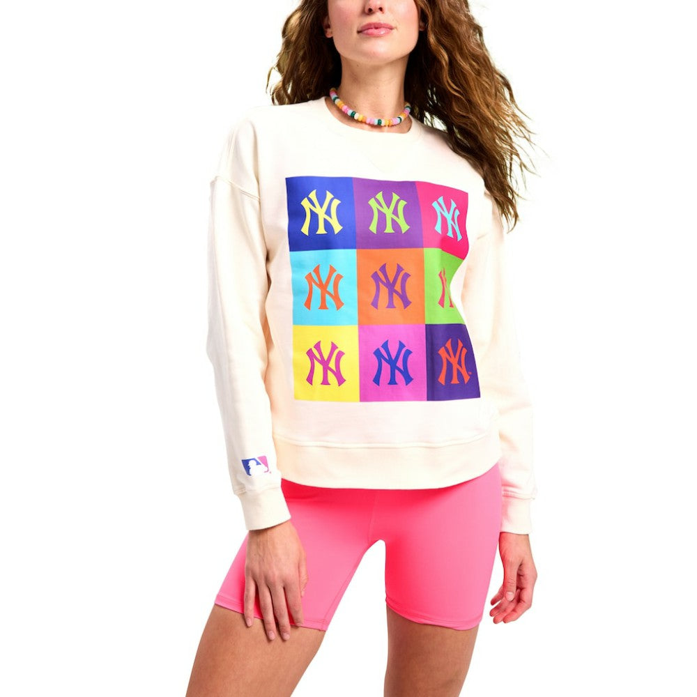 New York Yankees Terez Women's Classic Oversized Pullover Sweatshirt - Cream Pullover