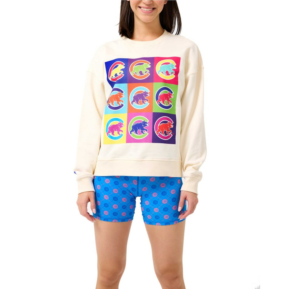 Chicago Cubs Terez Women's Classic Oversized Pullover Sweatshirt - Cream Pullover