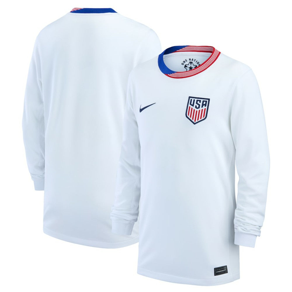USMNT Youth 2024 Home Replica Long Sleeve Jersey White - Nike