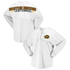 Boston Bruins Fanatics Women's 100th Anniversary Spirit Jersey T-Shirt - White | US 201153715