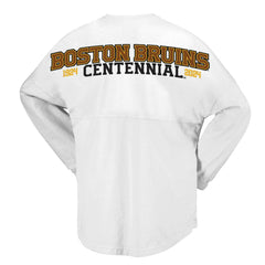 Boston Bruins Fanatics Women's 100th Anniversary Spirit Jersey T-Shirt - White | US 201153715