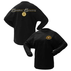 Boston Bruins Fanatics Women's 100th Anniversary Sparkle Spirit Jersey T-Shirt - Black | US 201153717