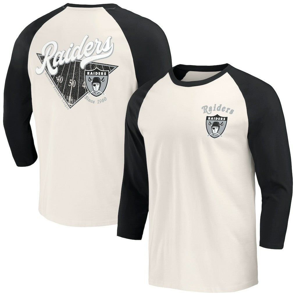 Las Vegas Raiders Darius Rucker Collection Raglan 3/4 Sleeve T-Shirt - Black/White T-shirts