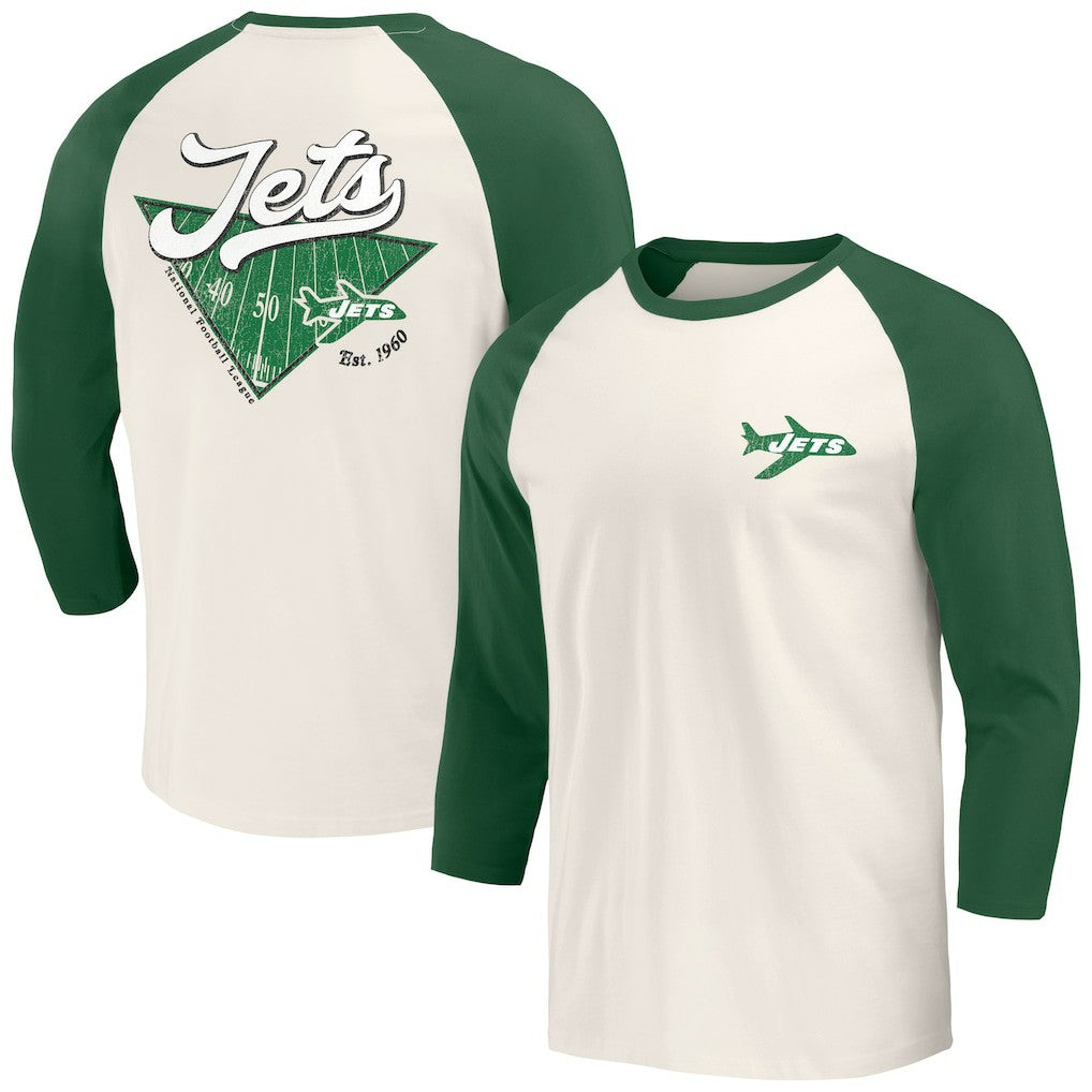 New York Jets Darius Rucker Collection Raglan 3/4 Sleeve T-Shirt - Kelly Green/White T-shirts