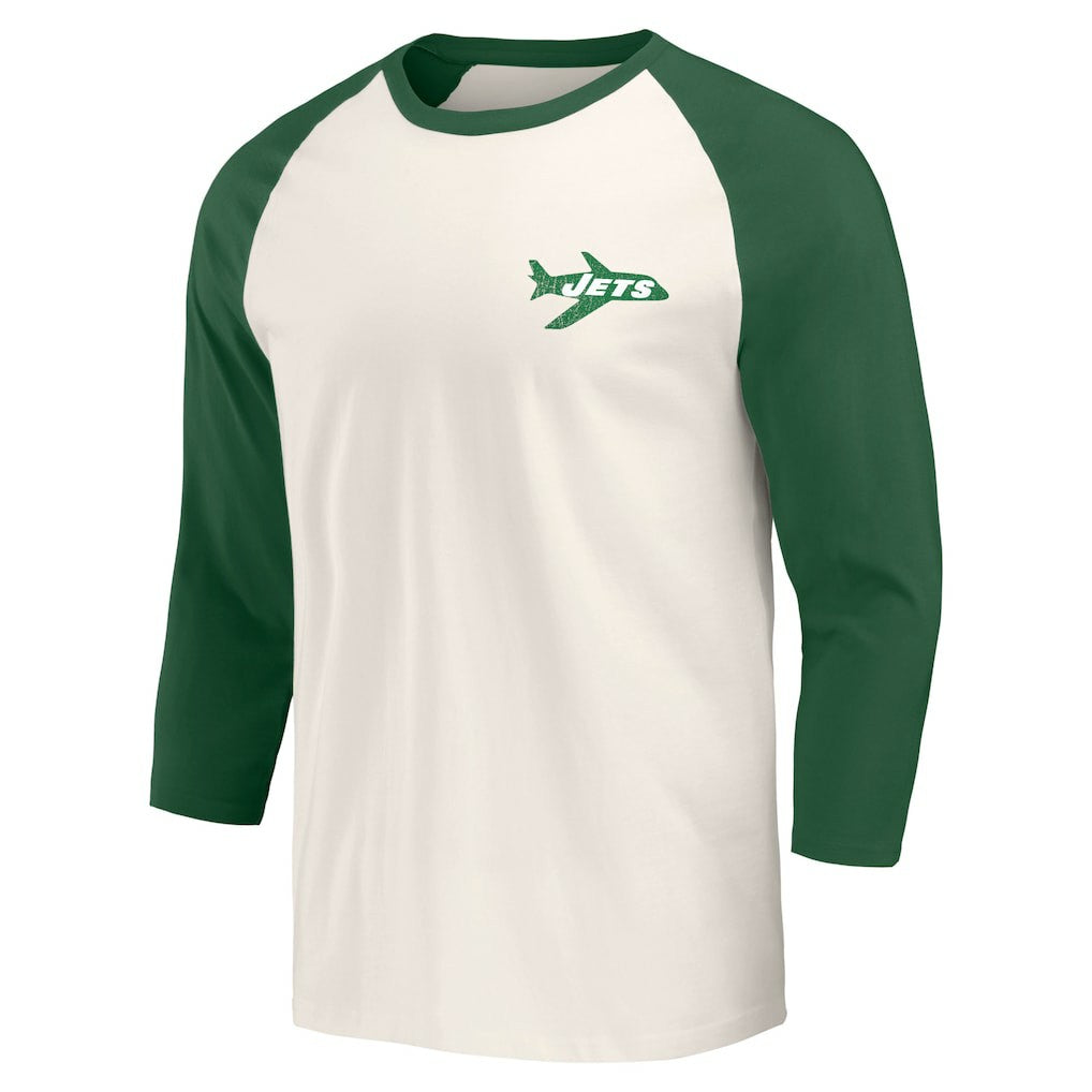 New York Jets Darius Rucker Collection Raglan 3/4 Sleeve T-Shirt - Kelly Green/White T-shirts