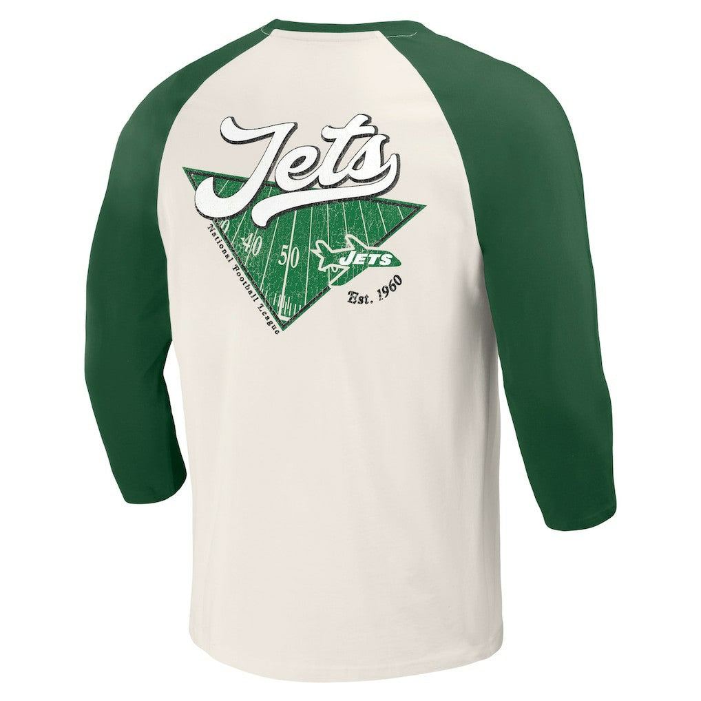 New York Jets Darius Rucker Collection Raglan 3/4 Sleeve T-Shirt - Kelly Green/White T-shirts