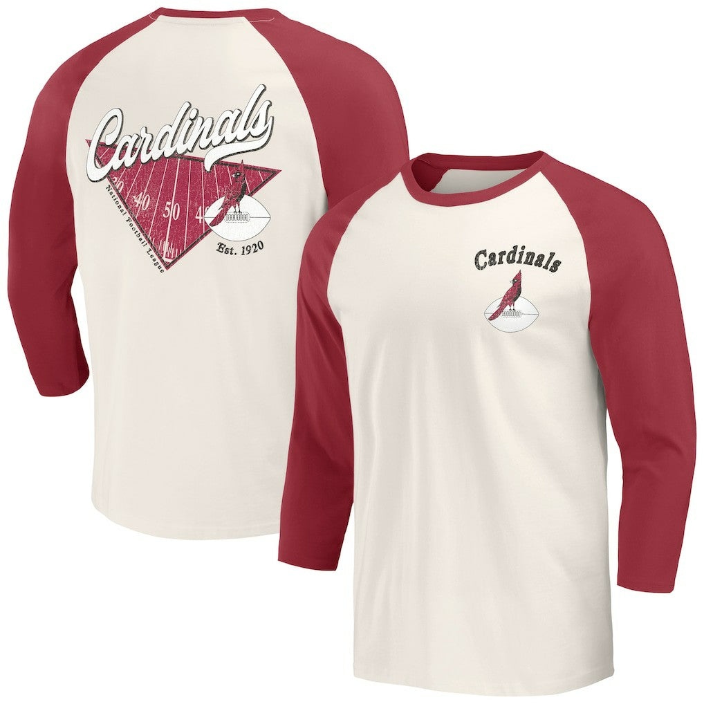Arizona Cardinals Darius Rucker Collection Raglan 3/4 Sleeve T-Shirt - Cardinal/White T-shirts