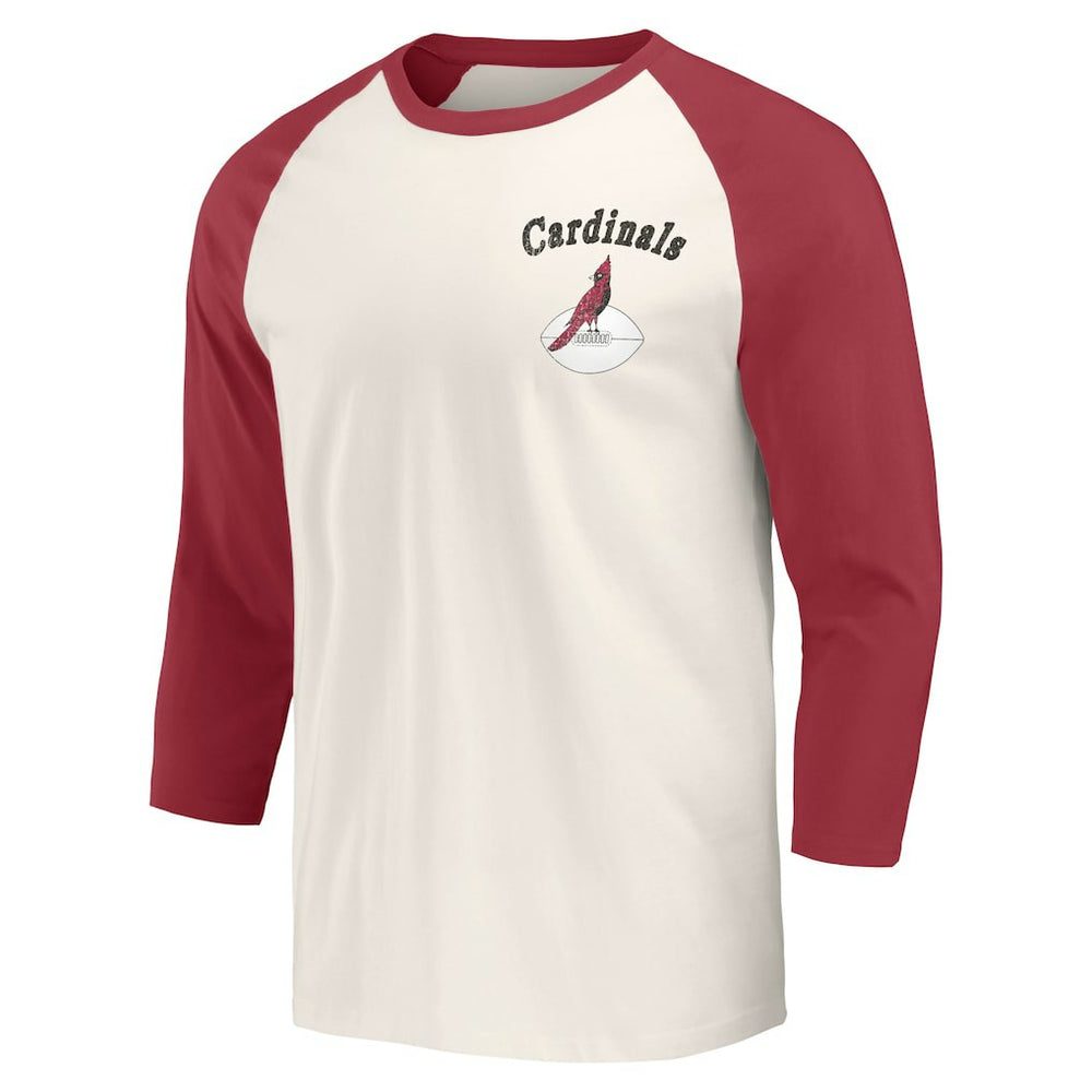 Arizona Cardinals Darius Rucker Collection Raglan 3/4 Sleeve T-Shirt - Cardinal/White T-shirts
