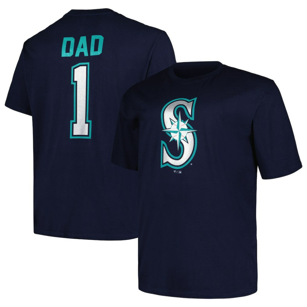 Seattle Mariners Profile Big & Tall #1 Dad T-Shirt - Navy T-shirts