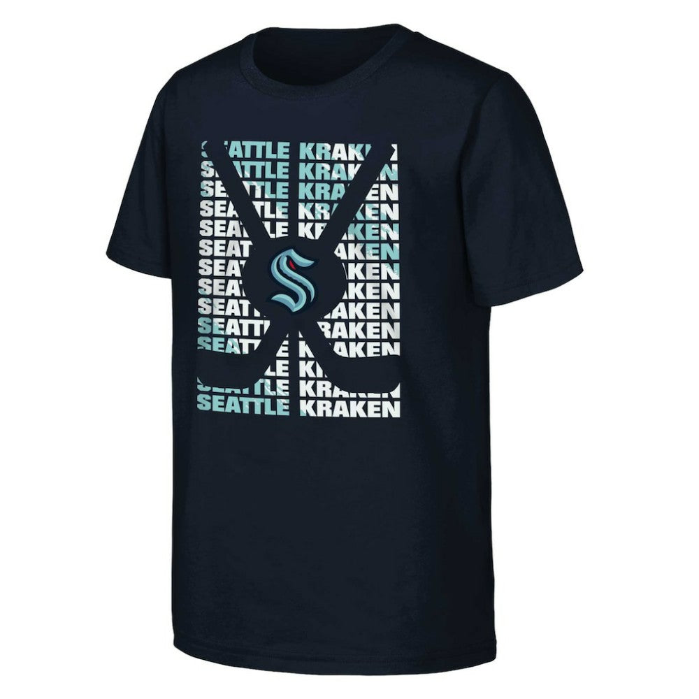 Seattle Kraken Youth Box T-Shirt - Deep Sea Blue | US 201156879