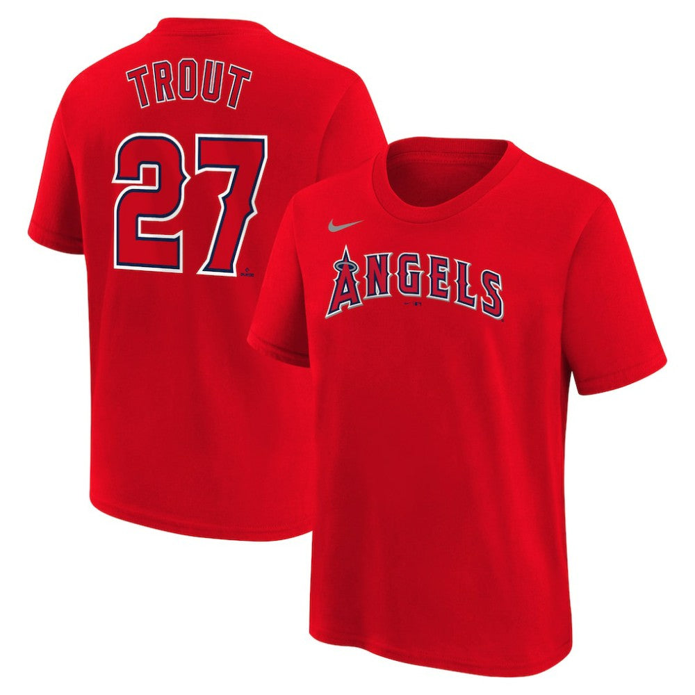 Mike Trout Los Angeles Angels Nike Youth Name & Number T-Shirt - Red T-shirts
