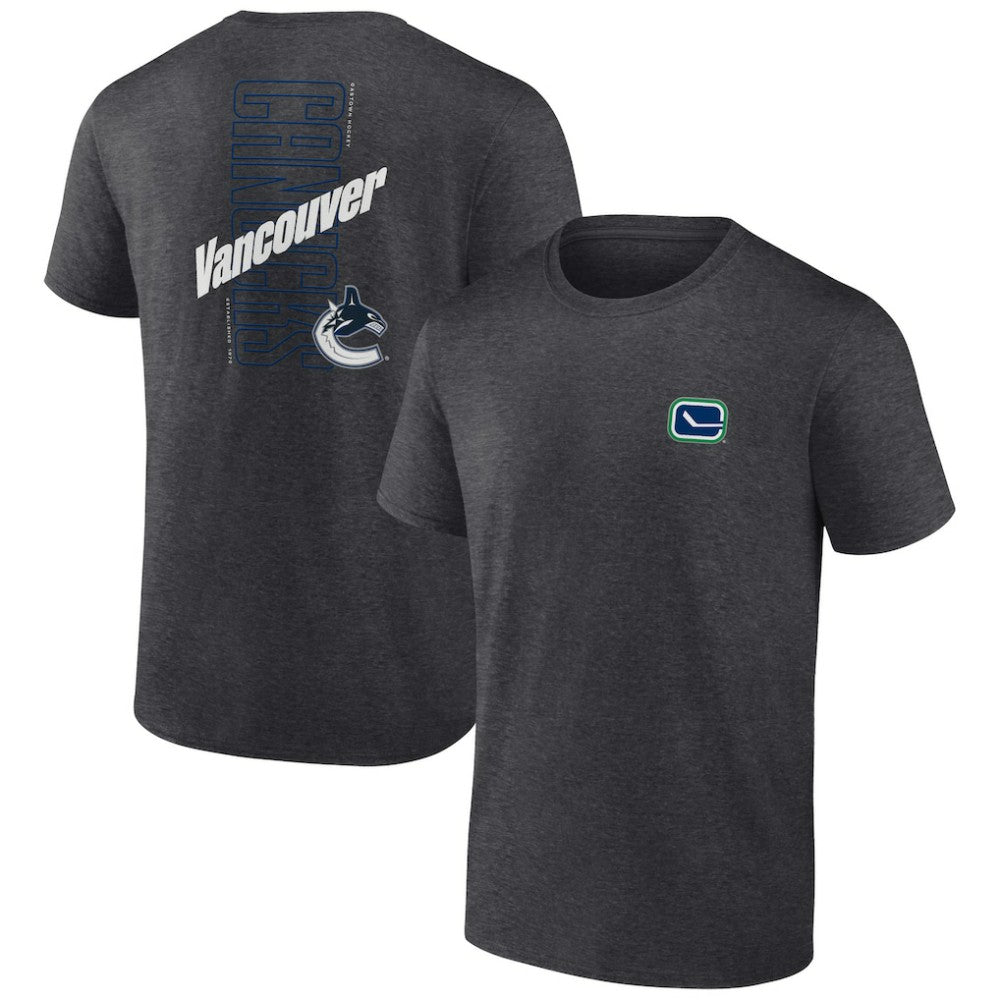 Vancouver Canucks Fanatics Backbone T-Shirt - Heather Charcoal | US 201159013