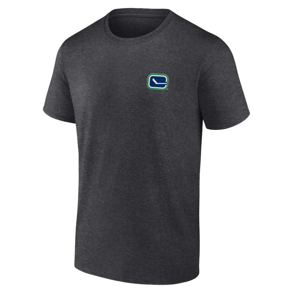 Vancouver Canucks Fanatics Backbone T-Shirt - Heather Charcoal | US 201159013