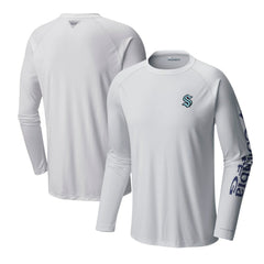 Seattle Kraken Columbia Terminal Tackle Omni-Shade Raglan Long Sleeve T-Shirt - White | US 201165253