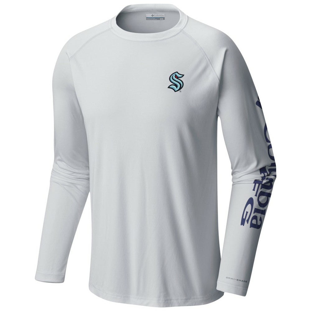 Seattle Kraken Columbia Terminal Tackle Omni-Shade Raglan Long Sleeve T-Shirt - White | US 201165253