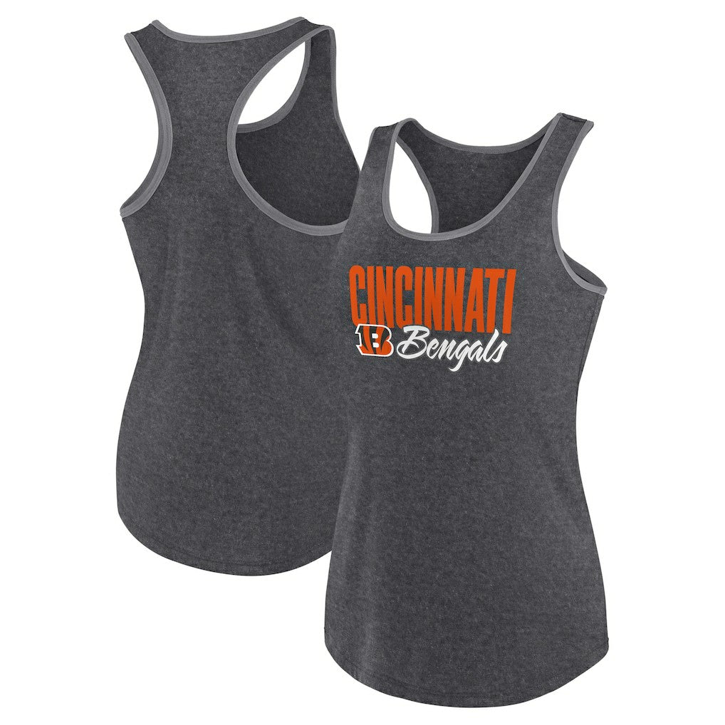 Cincinnati Bengals Women's Plus Size Fuel Tank Top - Heather Black Tops