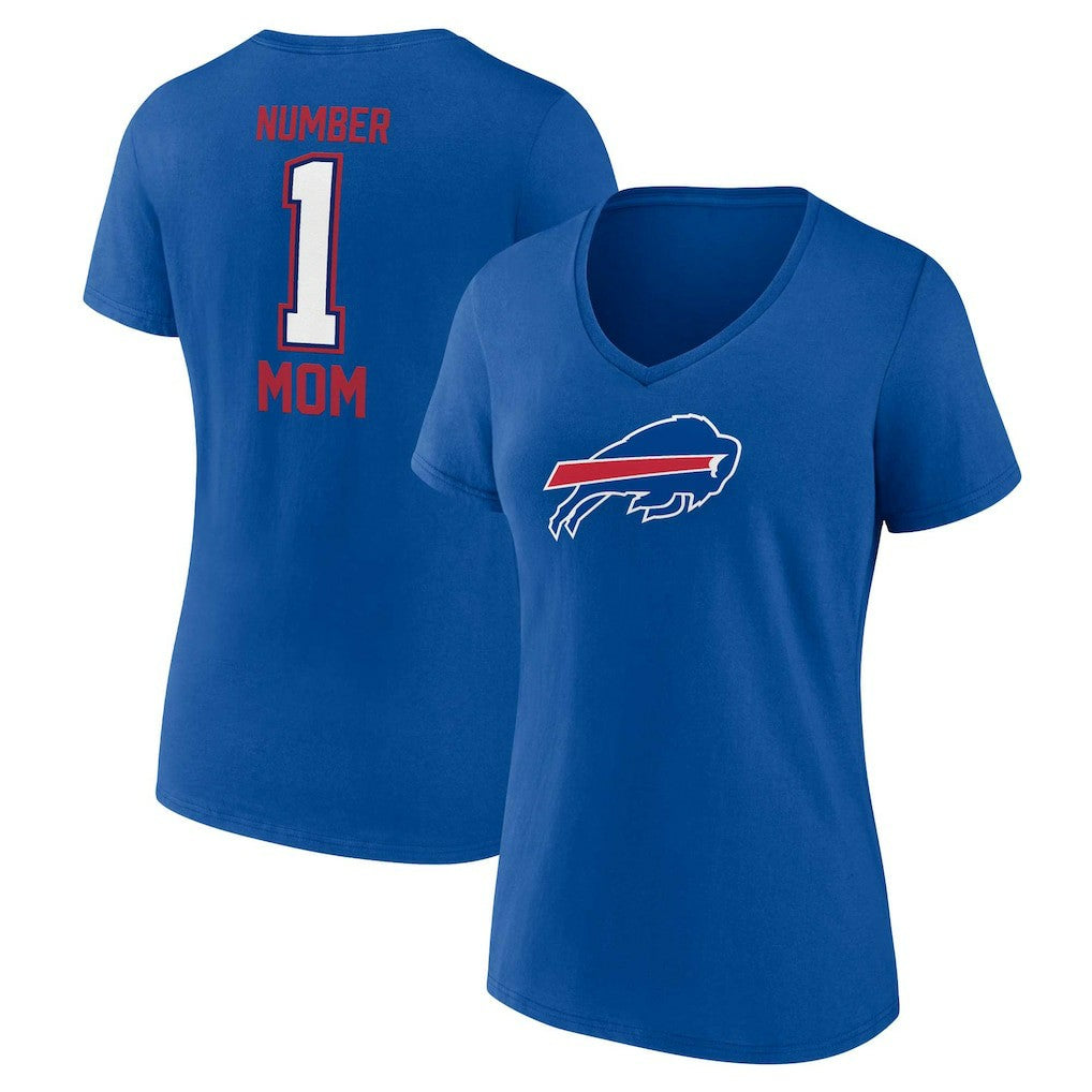 Buffalo Bills Women's Plus Size Mother's Day #1 Mom V-Neck T-Shirt - Royal T-shirts