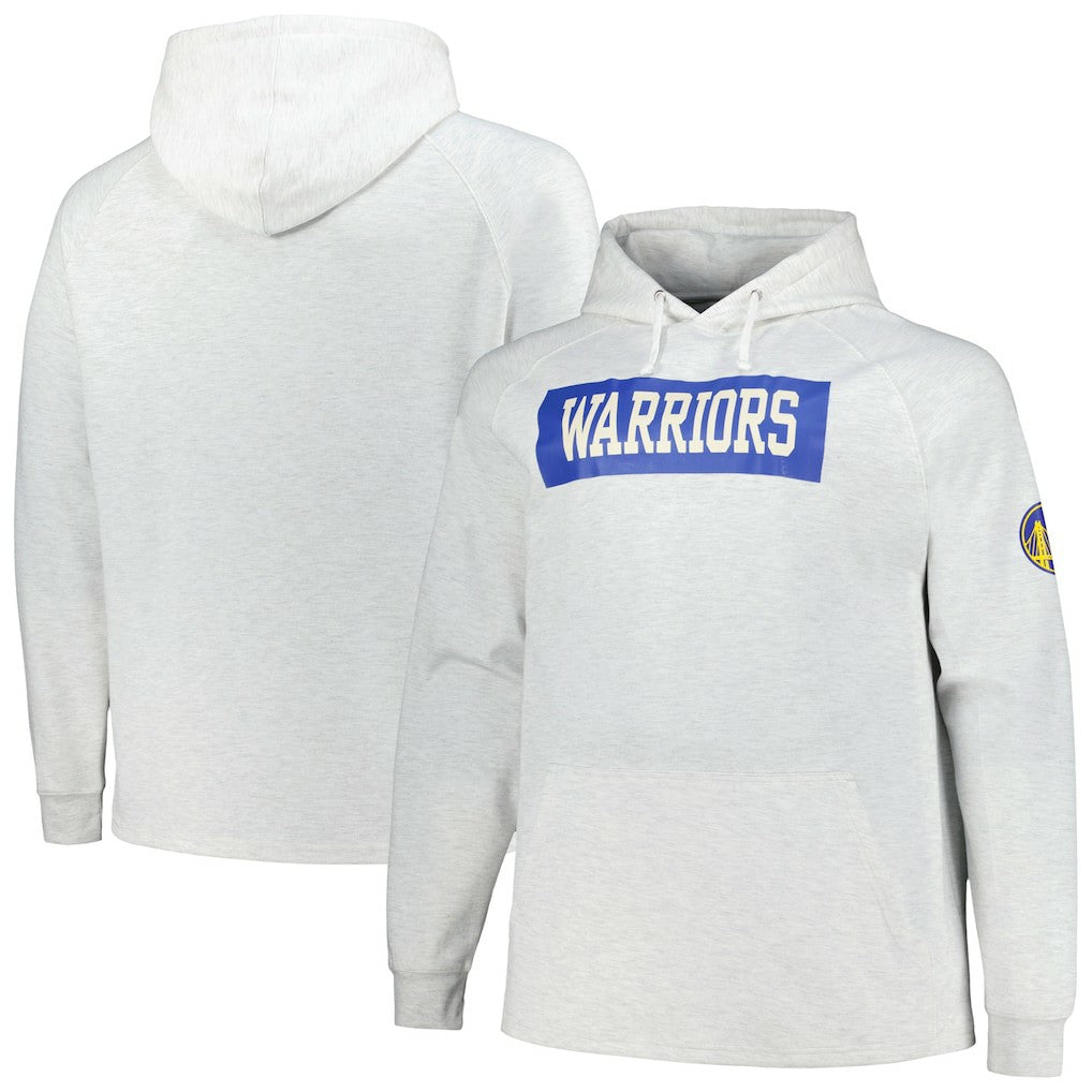 Golden State Warriors Big & Tall Raglan Tri-Blend Pullover Hoodie Ash - Fanatics