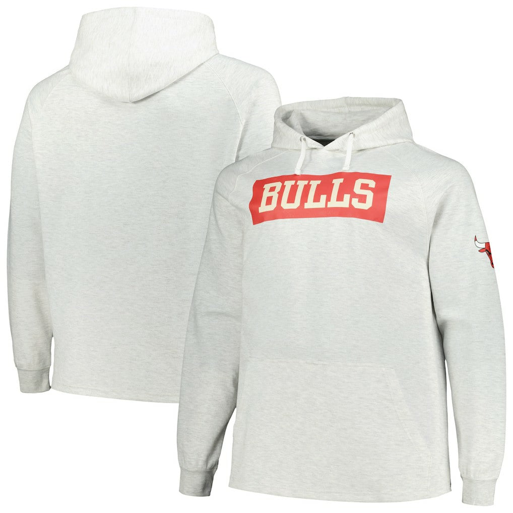 Chicago Bulls Big & Tall Raglan Tri-Blend Pullover Hoodie Ash - Fanatics