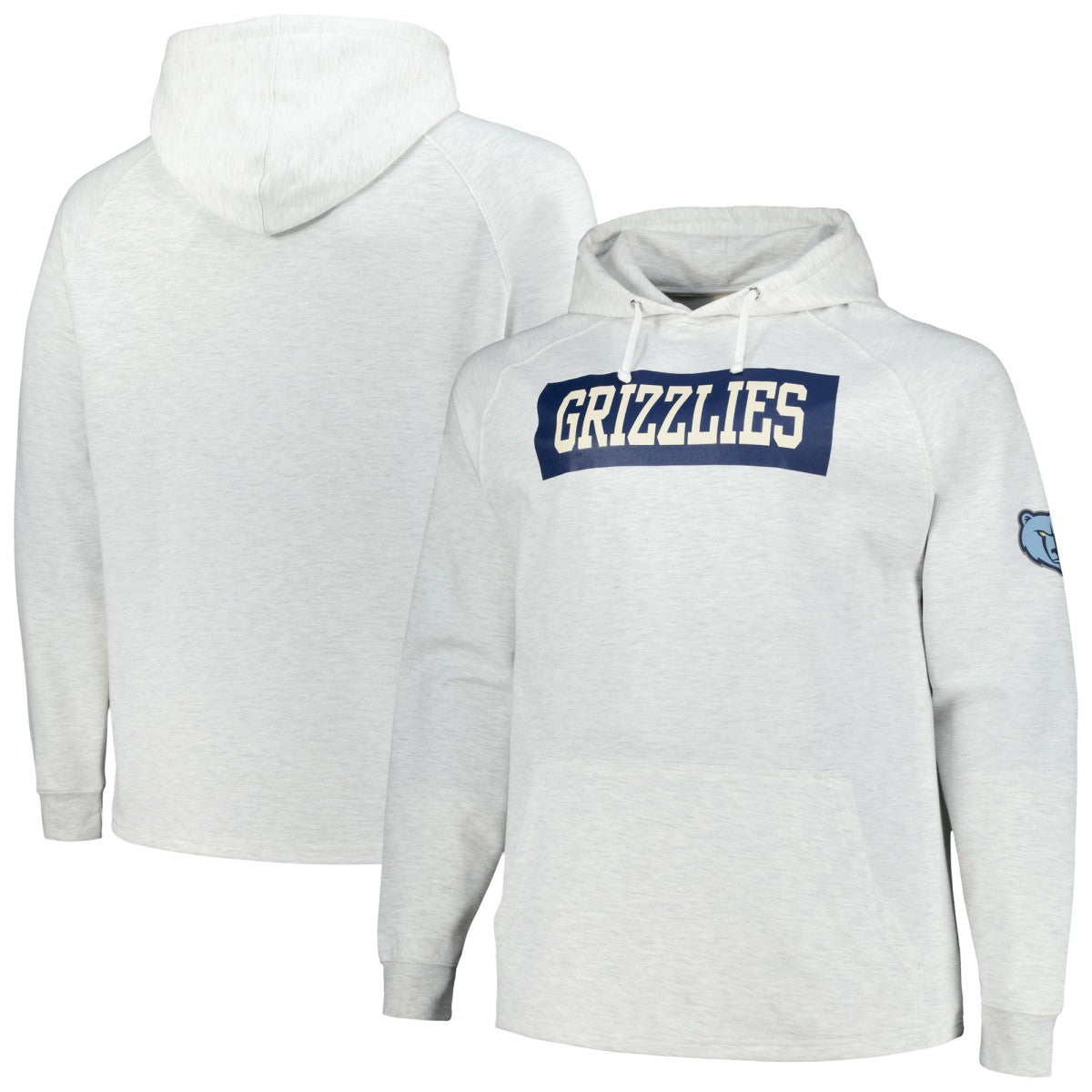 Memphis Grizzlies Big & Tall Raglan Tri-Blend Pullover Hoodie Ash - Fanatics