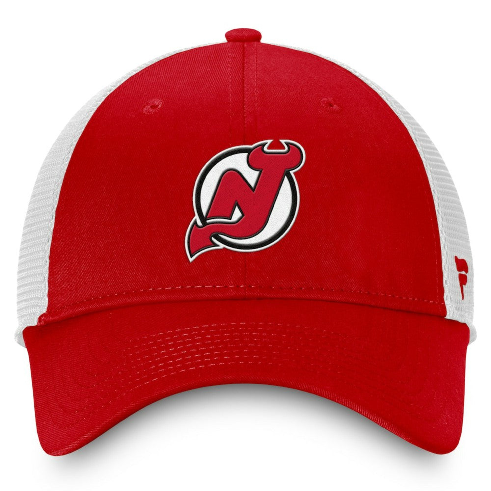 New Jersey Devils Fanatics Core Primary Logo Trucker Adjustable Hat - Red/White | US 201167341