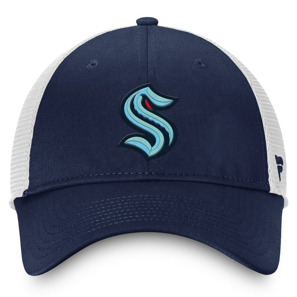Seattle Kraken Fanatics Core Primary Logo Trucker Adjustable Hat - Deep Sea Blue/White | US 201167347