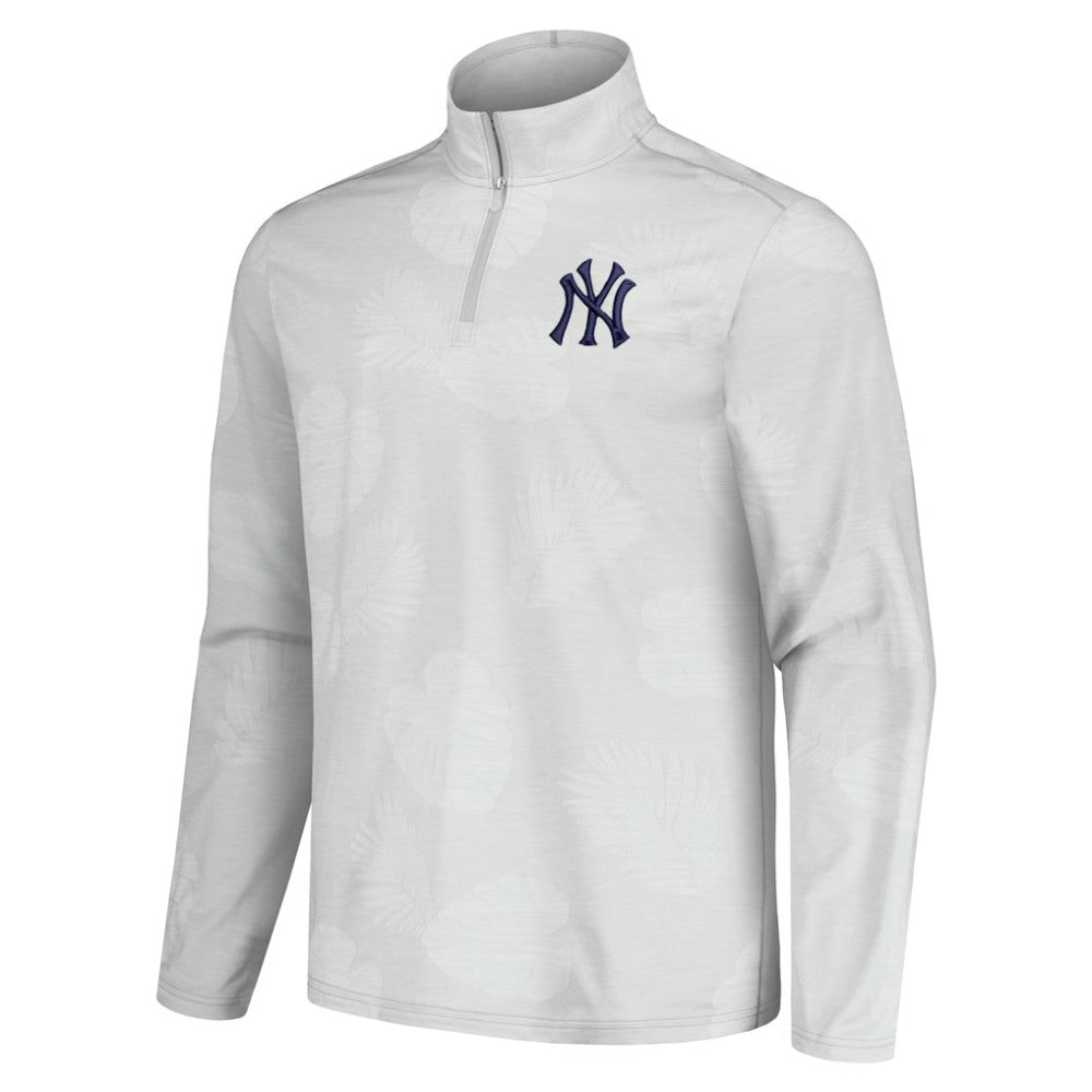 New York Yankees Tommy Bahama Delray Frond IslandZone Half-Zip Jacket - Gray Jackets