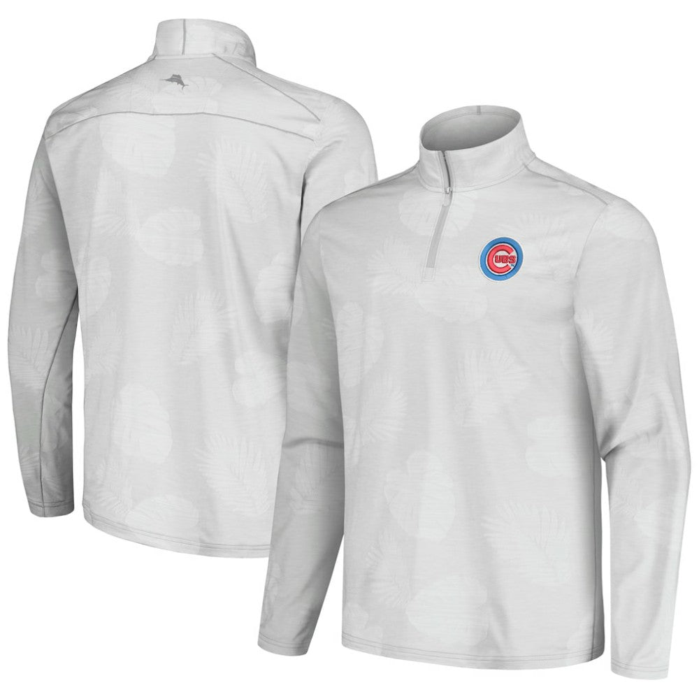 Chicago Cubs Tommy Bahama Delray Frond IslandZone Half-Zip Jacket - Gray Jackets