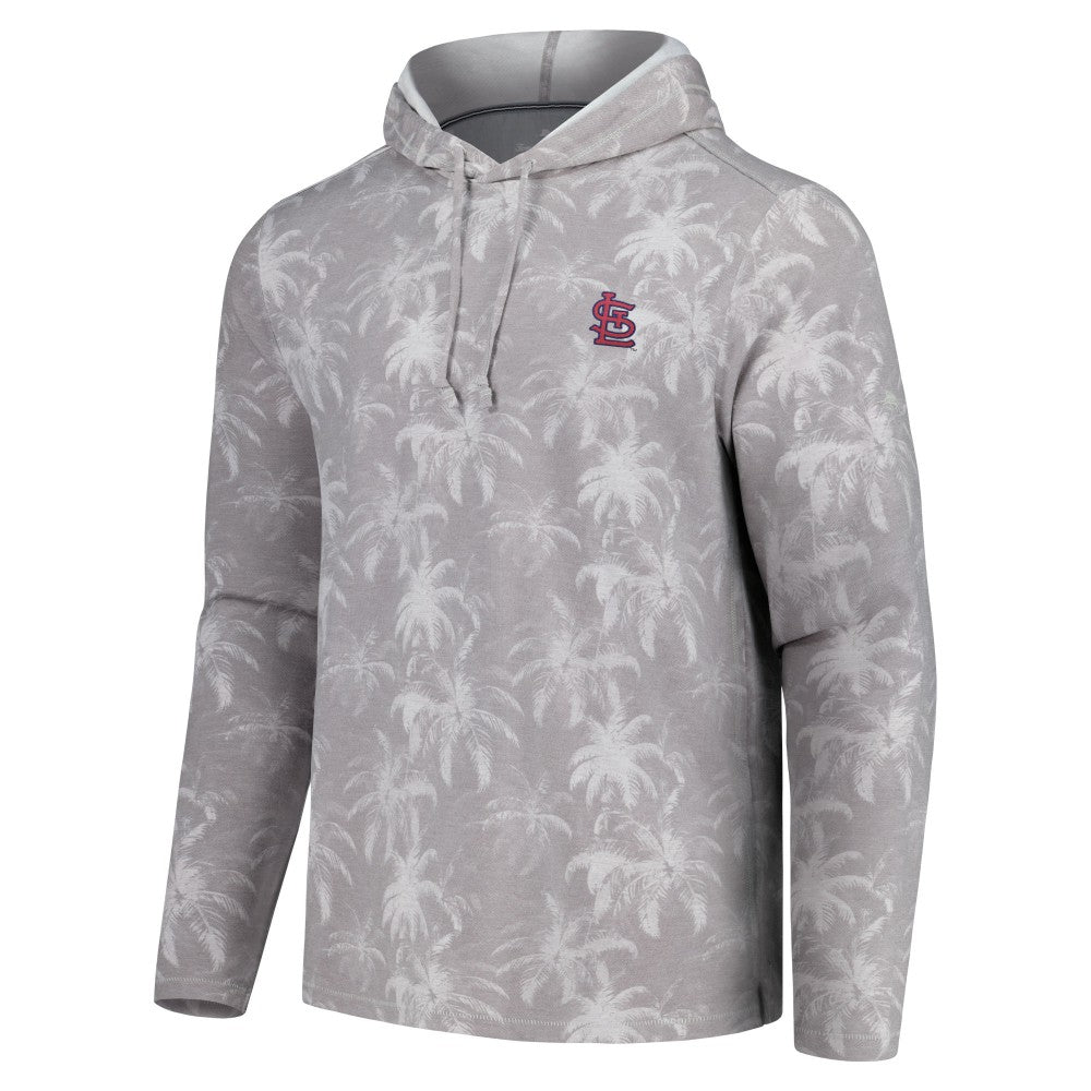 St. Louis Cardinals Tommy Bahama Palm Frenzy Hoodie Long Sleeve T-Shirt - Gray Hoodies