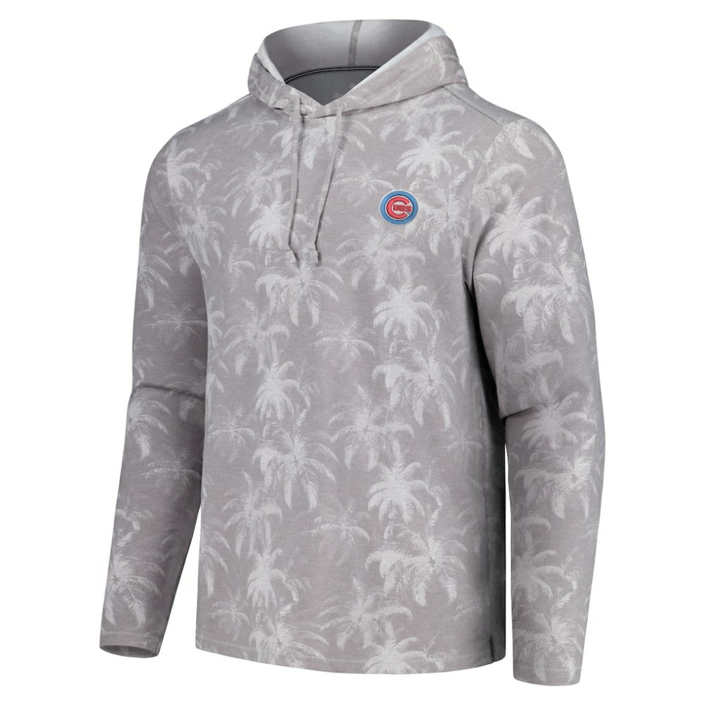 Chicago Cubs Tommy Bahama Palm Frenzy Hoodie Long Sleeve T-Shirt - Gray Hoodies