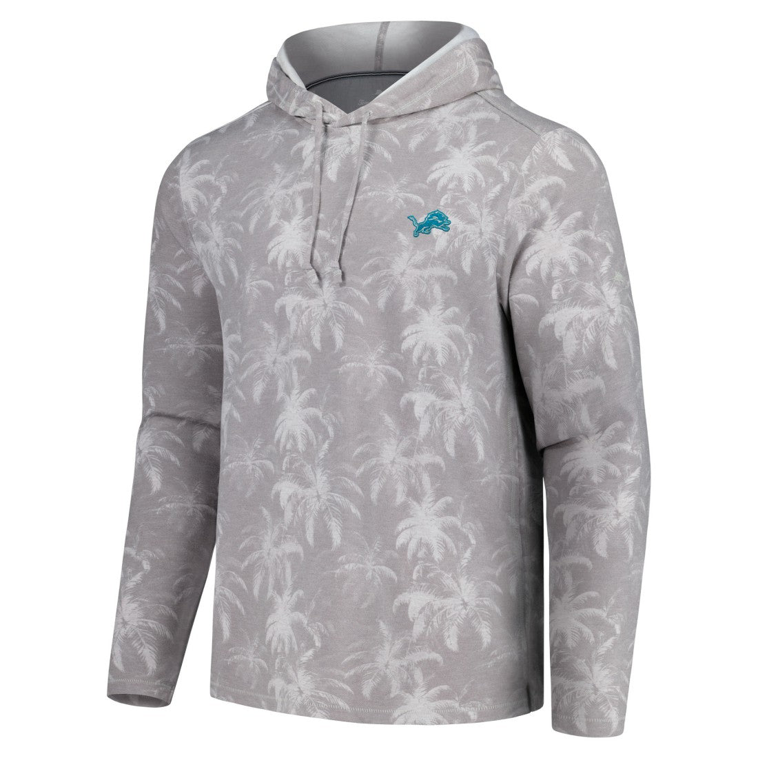 Detroit Lions Palm Frenzy Hoodie Long Sleeve T-Shirt - Gray Hoodies