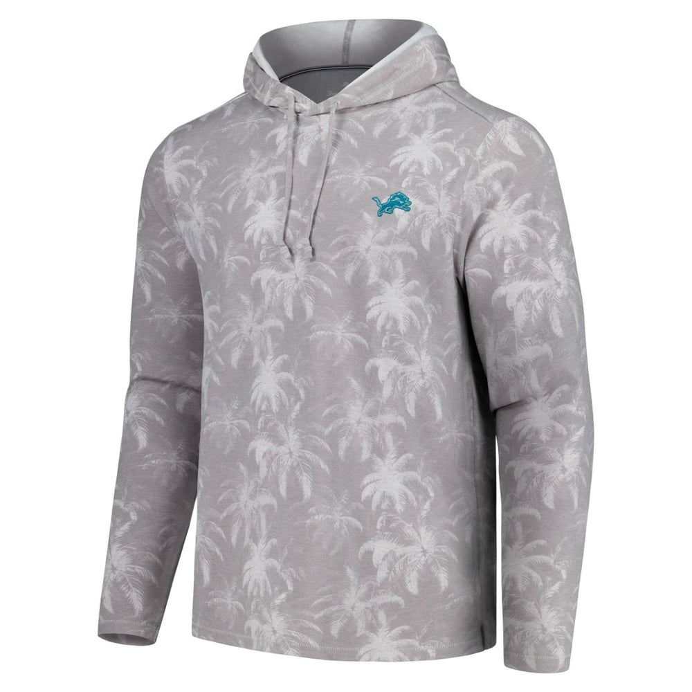 Detroit Lions Palm Frenzy Hoodie Long Sleeve T-Shirt - Gray Hoodies