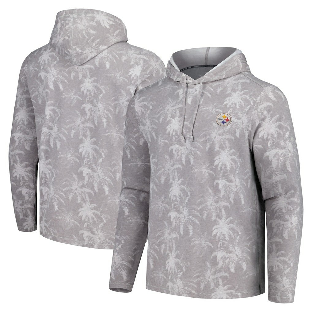Pittsburgh Steelers Palm Frenzy Hoodie Long Sleeve T-Shirt - Gray Hoodies