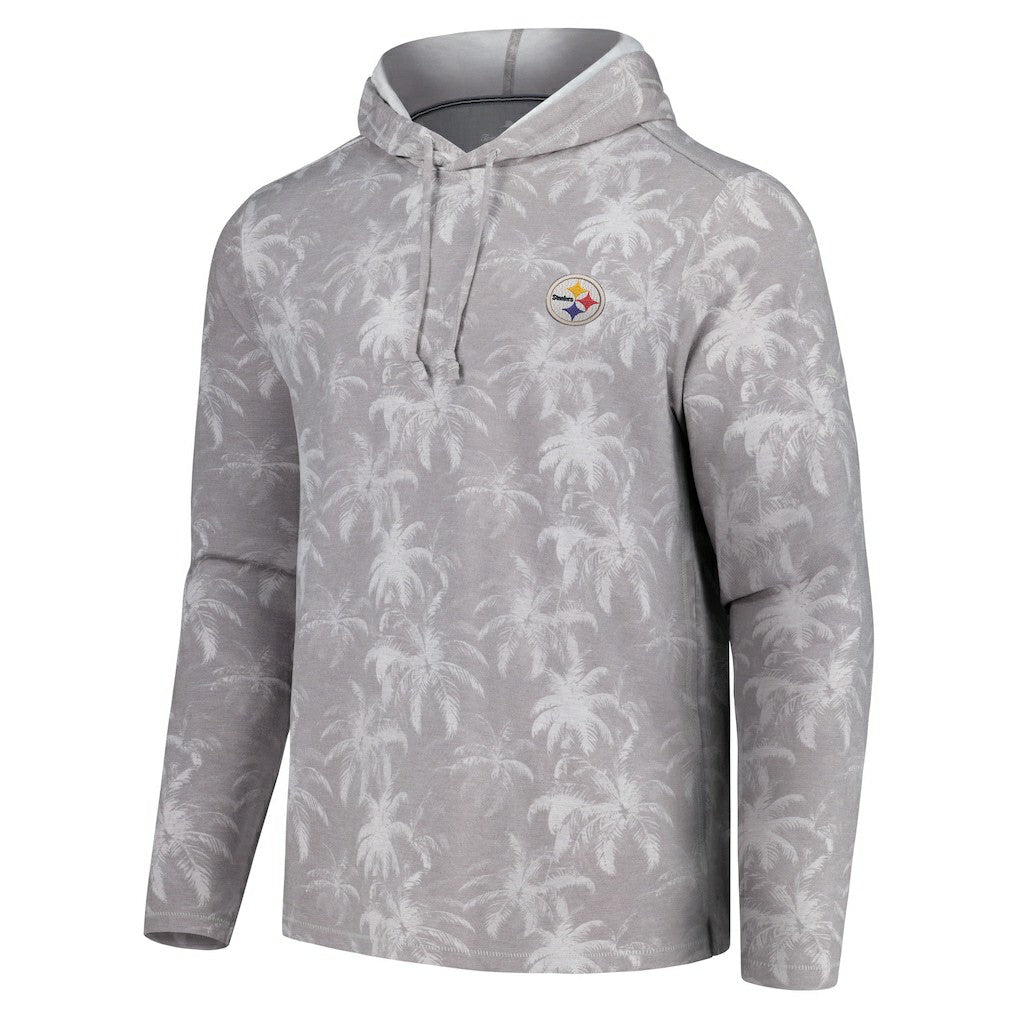 Pittsburgh Steelers Palm Frenzy Hoodie Long Sleeve T-Shirt - Gray Hoodies