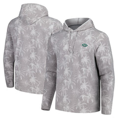 New York Jets Palm Frenzy Hoodie Long Sleeve T-Shirt - Gray Hoodies
