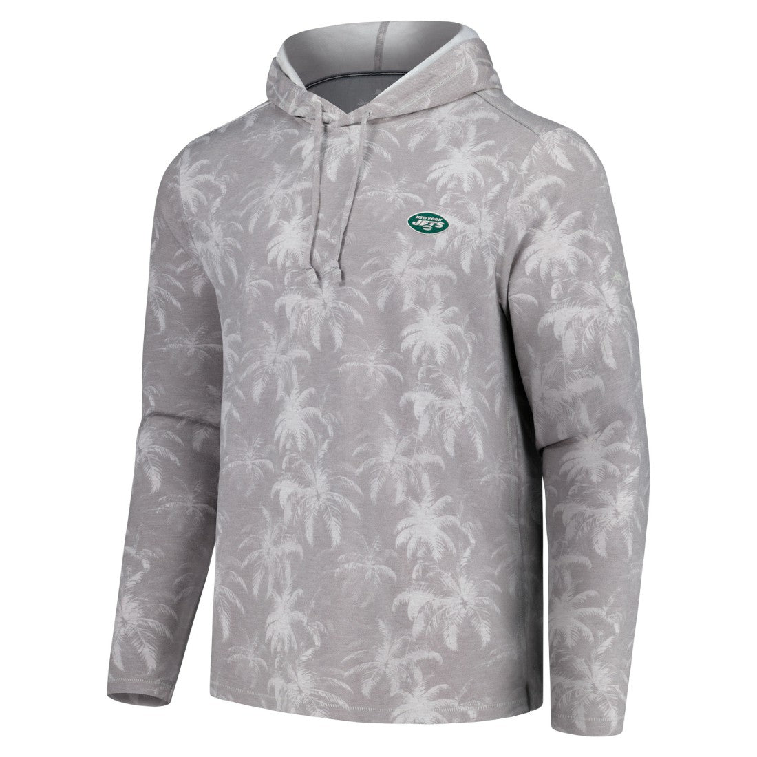 New York Jets Palm Frenzy Hoodie Long Sleeve T-Shirt - Gray Hoodies