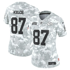 Travis Kelce Kansas City Chiefs Women's 2024 Salute to Service Limited Jersey - Arctic Camo Jerseys