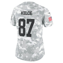 Travis Kelce Kansas City Chiefs Women's 2024 Salute to Service Limited Jersey - Arctic Camo Jerseys