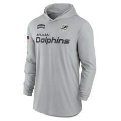 Miami Dolphins 2024 Salute to Service Lightweight Dri-FIT Long Sleeve Hoodie T-Shirt - Gray Hoodies