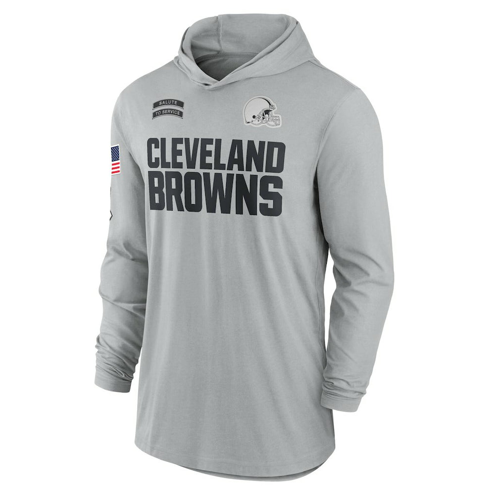 Cleveland Browns 2024 Salute to Service Lightweight Dri-FIT Long Sleeve Hoodie T-Shirt - Gray Hoodies