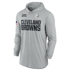 Cleveland Browns 2024 Salute to Service Lightweight Dri-FIT Long Sleeve Hoodie T-Shirt - Gray Hoodies