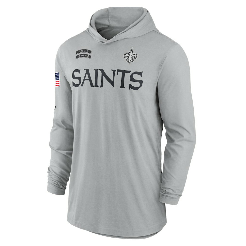 New Orleans Saints 2024 Salute to Service Lightweight Dri-FIT Long Sleeve Hoodie T-Shirt - Gray Hoodies