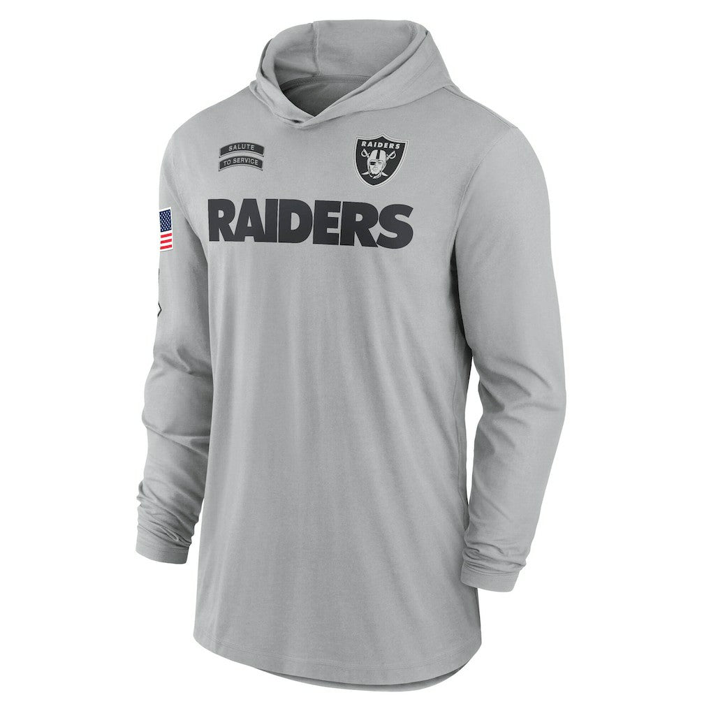 Las Vegas Raiders 2024 Salute to Service Lightweight Dri-FIT Long Sleeve Hoodie T-Shirt - Gray Hoodies