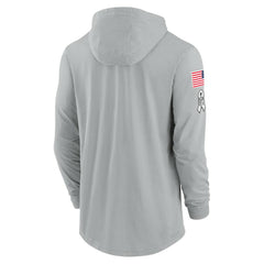 Las Vegas Raiders 2024 Salute to Service Lightweight Dri-FIT Long Sleeve Hoodie T-Shirt - Gray Hoodies