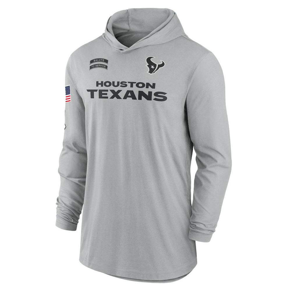 Houston Texans 2024 Salute to Service Lightweight Dri-FIT Long Sleeve Hoodie T-Shirt - Gray Hoodies