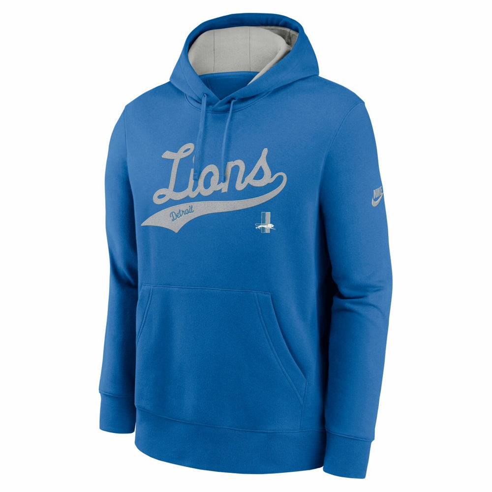 Detroit Lions Rewind Club Logo Pullover Hoodie - Blue Hoodies