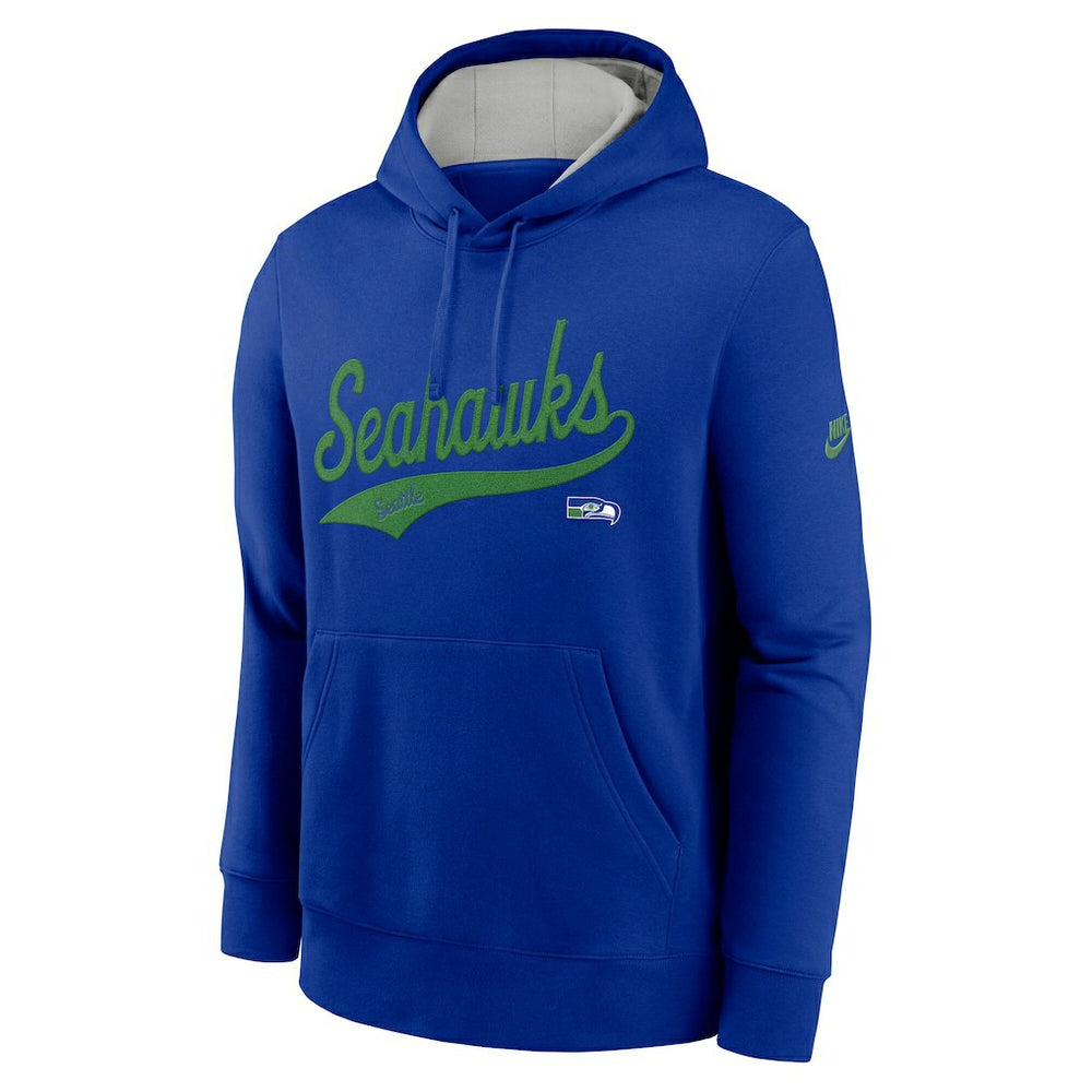 Seattle Seahawks Rewind Club Logo Pullover Hoodie - Royal Hoodies