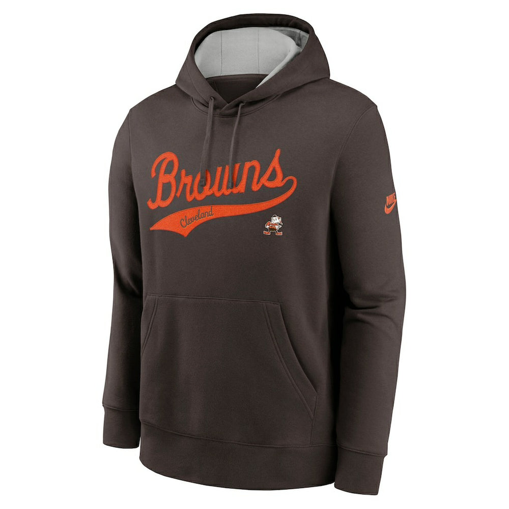 Cleveland Browns Rewind Club Logo Pullover Hoodie - Brown Hoodies