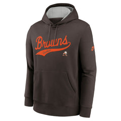 Cleveland Browns Rewind Club Logo Pullover Hoodie - Brown Hoodies